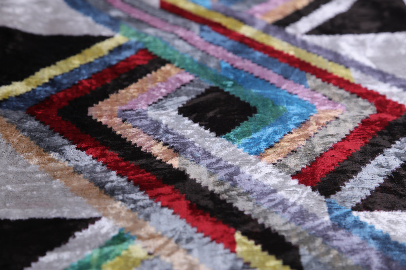 Luxury Chevron Velvet Throw Pillow with insert – Multicolor Ikat 16x24 Inch