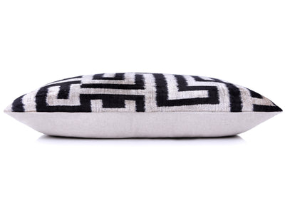 Black & White Geometric Velvet Throw Pillow | 16x24 Handmade Luxury Decor