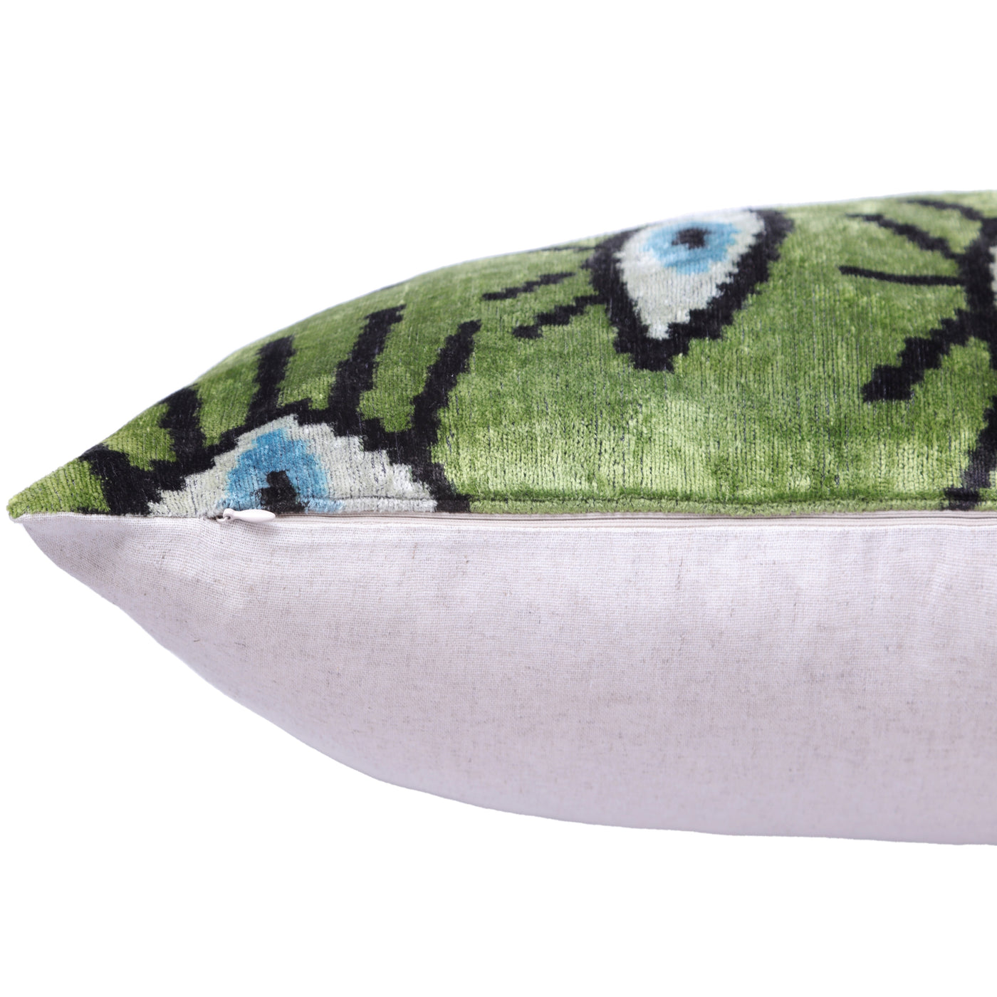Green Evil Eye Silk Velvet Pillow with insert 16x24 – Handmade in California