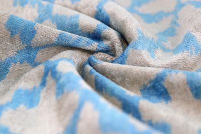 Handmade Velvet Ikat Throw Pillow – Sky Blue & Sand (16x24)