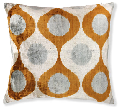 Amber & Gray Circle Velvet Pillow 20x20 – Handcrafted Luxury