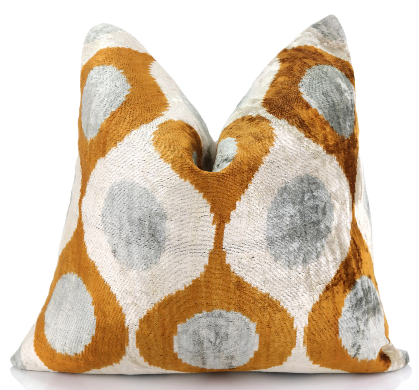 Amber & Gray Circle Velvet Pillow 20x20 – Handcrafted Luxury