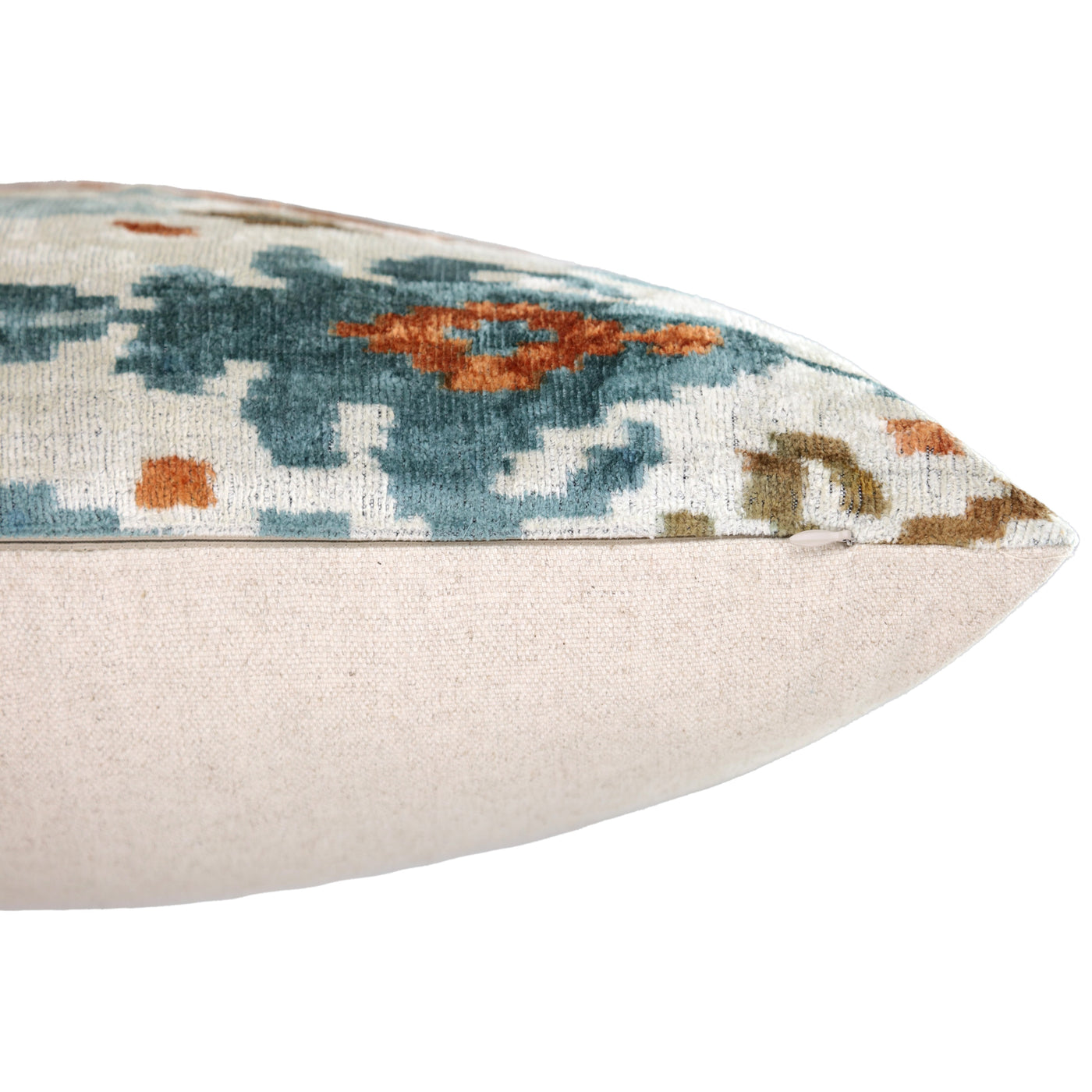 Luxury Blue Trellis Silk Velvet Throw Pillow | 16x24 Ikat Design Handmade in California