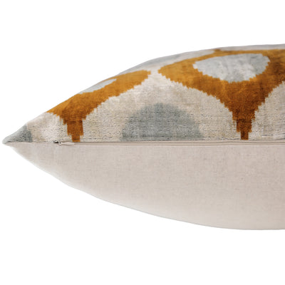 Amber & Gray Circle Velvet Pillow 20x20 – Handcrafted Luxury