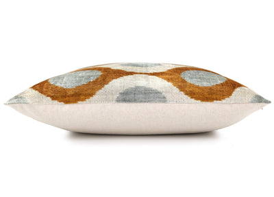 Amber & Gray Circle Velvet Pillow 20x20 – Handcrafted Luxury