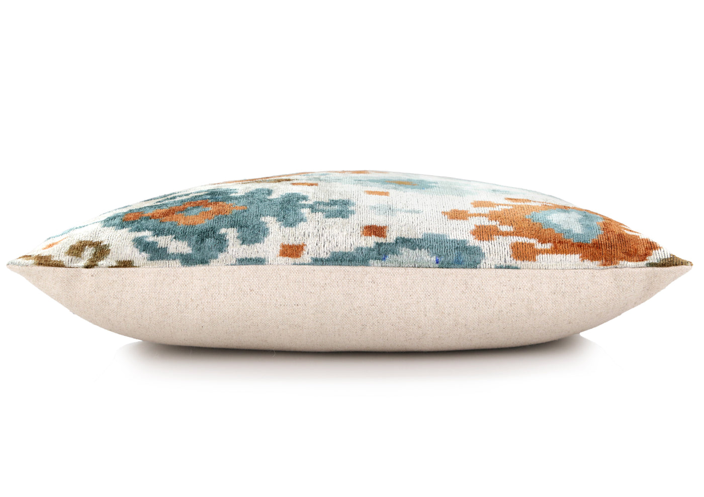 Luxury Blue Trellis Silk Velvet Throw Pillow | 16x24 Ikat Design Handmade in California