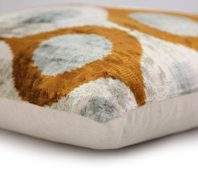 Amber & Gray Circle Velvet Pillow 20x20 – Handcrafted Luxury