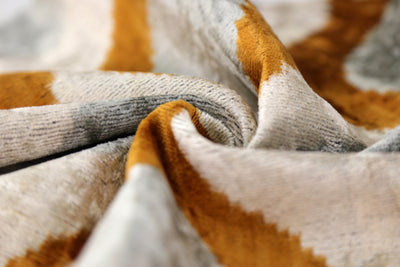 Amber & Gray Circle Velvet Pillow 20x20 – Handcrafted Luxury