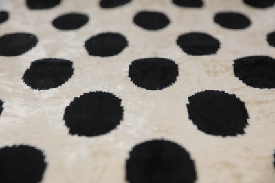 Handmade Velvet Throw Pillow – Black Polka Dot on Ivory (16x24)