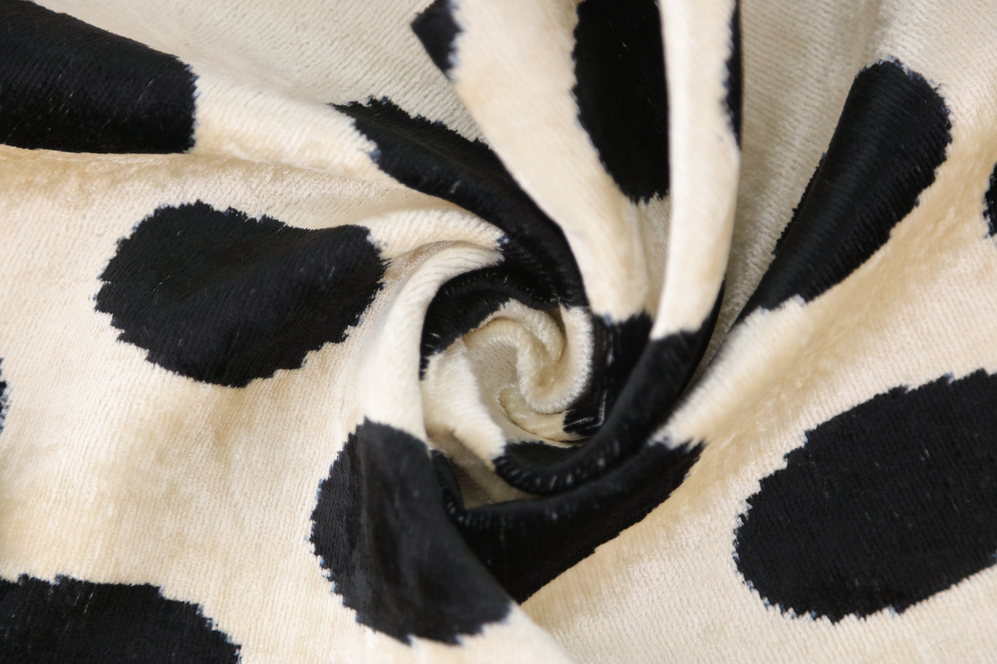 Handmade Velvet Throw Pillow – Black Polka Dot on Ivory (16x24)