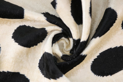 Handmade Velvet Throw Pillow – Black Polka Dot on Ivory (16x24)