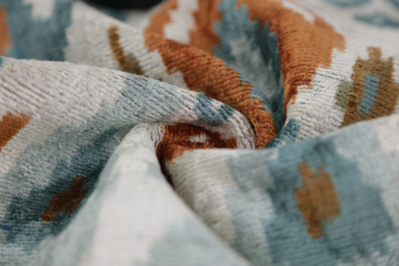 Luxury Blue Trellis Silk Velvet Throw Pillow | 16x24 Ikat Design Handmade in California