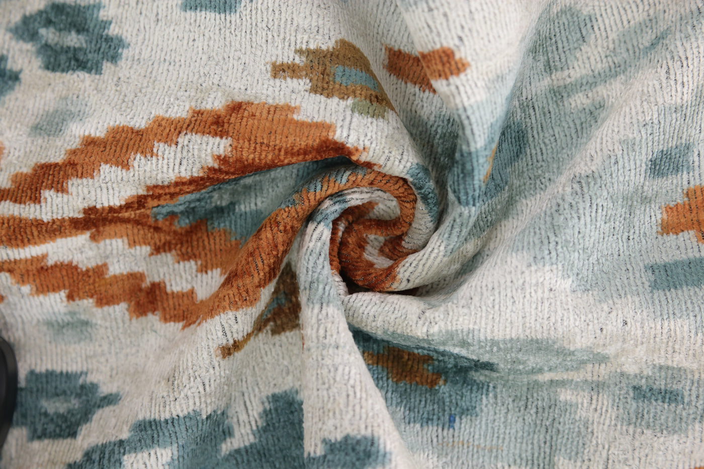 Luxury Blue Trellis Silk Velvet Throw Pillow | 16x24 Ikat Design Handmade in California