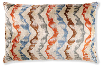 Handmade Velvet Throw Pillow – Earth Zigzag Pattern (16x24)