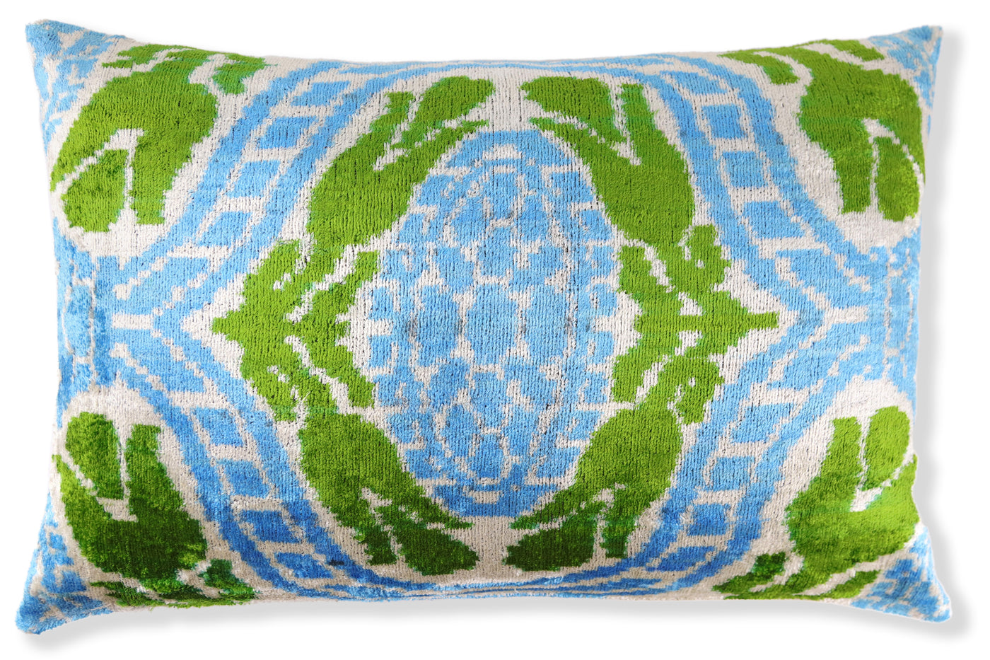 Luxury Handmade Velvet Pillow in Pink & Taupe Ikat Heart Pattern – 16x24