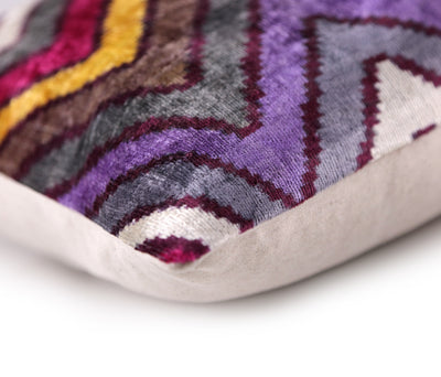 Zigzag Silk Velvet Pillow 16x24 – Fuchsia & Gold, Handmade Luxe
