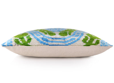 Luxury Handmade Velvet Pillow in Pink & Taupe Ikat Heart Pattern – 16x24