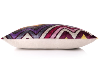 Zigzag Silk Velvet Pillow 16x24 – Fuchsia & Gold, Handmade Luxe
