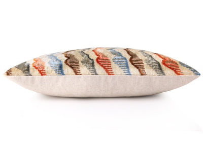 Handmade Velvet Throw Pillow – Earth Zigzag Pattern (16x24)