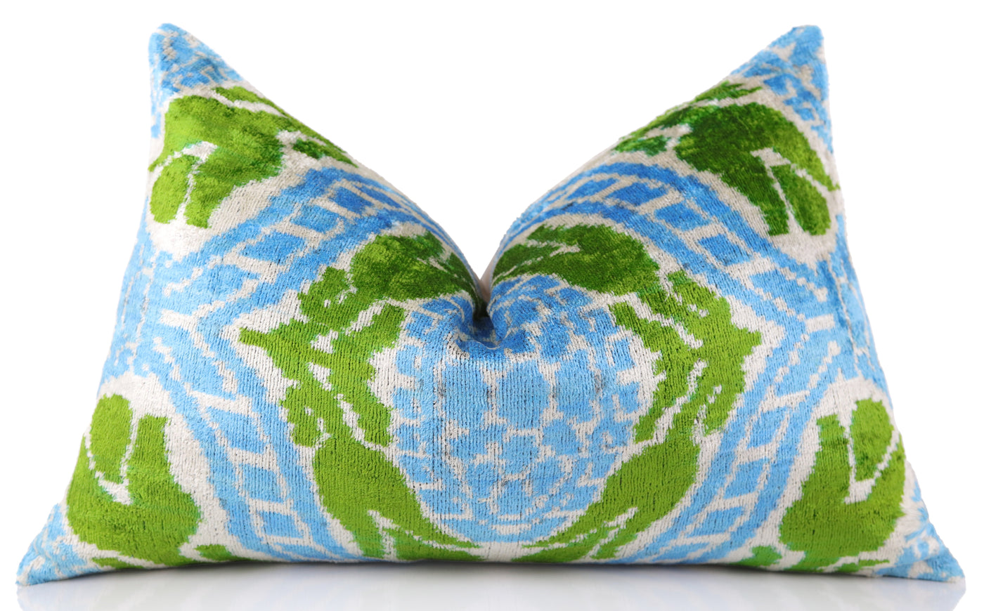 Luxury Handmade Velvet Pillow in Pink & Taupe Ikat Heart Pattern – 16x24