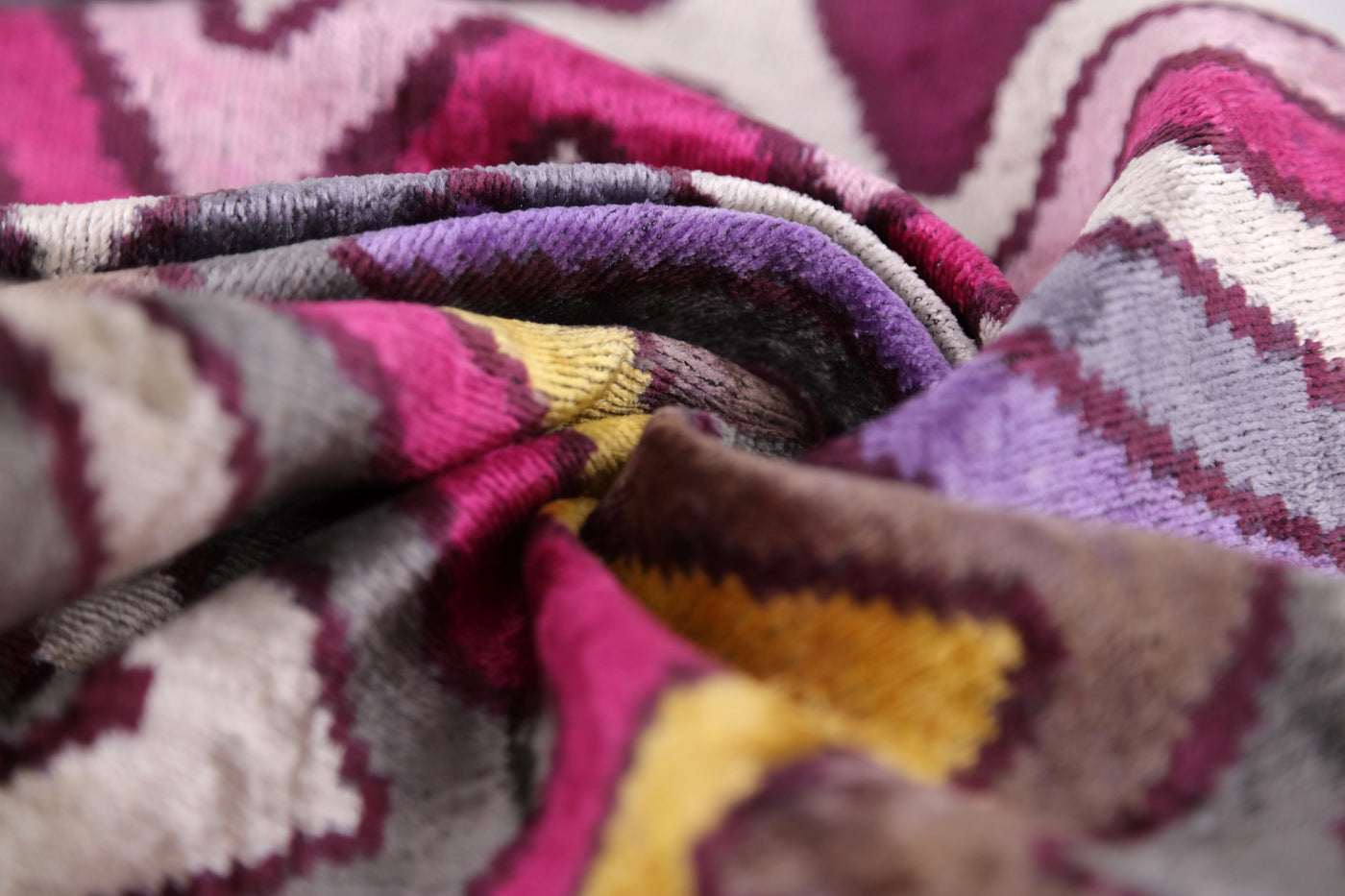 Zigzag Silk Velvet Pillow 16x24 – Fuchsia & Gold, Handmade Luxe