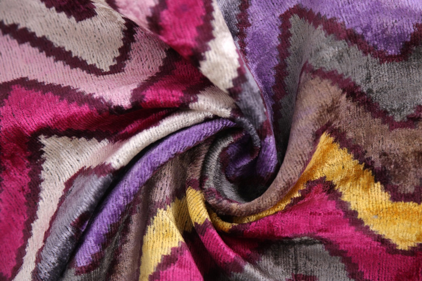 Zigzag Silk Velvet Pillow 16x24 – Fuchsia & Gold, Handmade Luxe