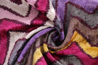 Zigzag Silk Velvet Pillow 16x24 – Fuchsia & Gold, Handmade Luxe