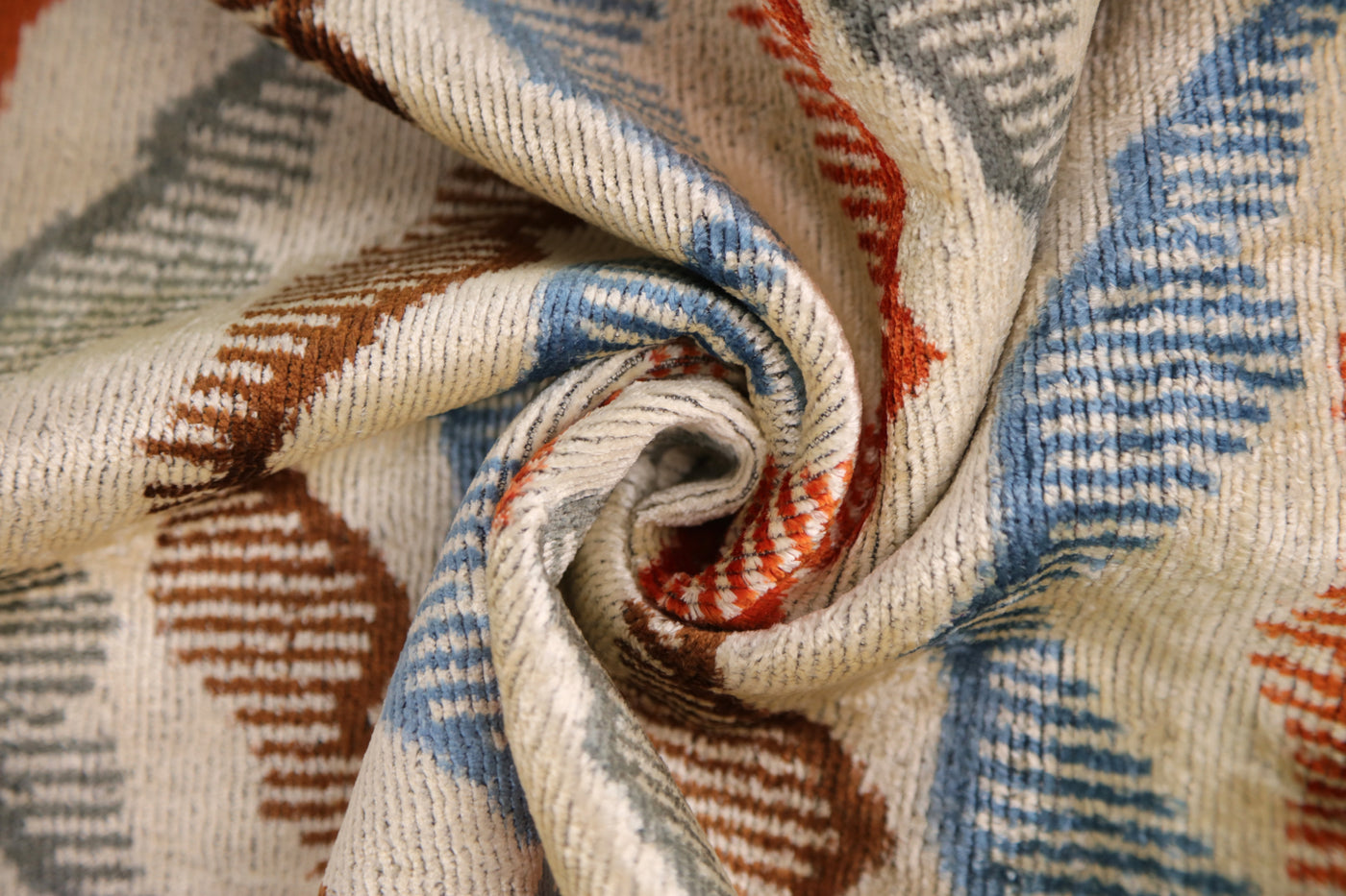 Handmade Velvet Throw Pillow – Earth Zigzag Pattern (16x24)