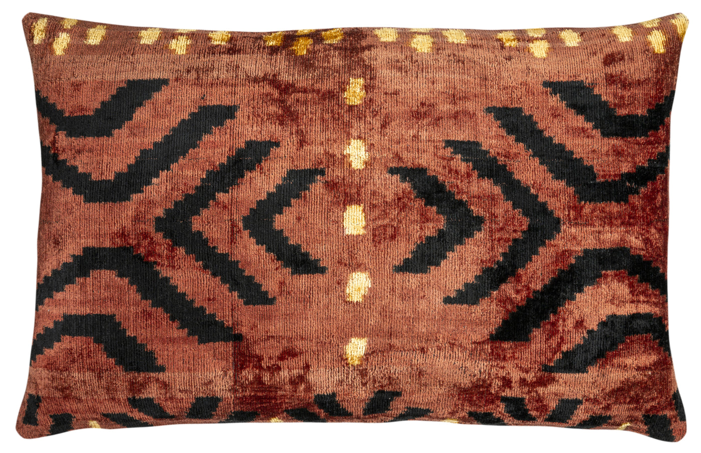 Handmade Velvet Pillow – Terracotta Tribal Pattern, 16x24"