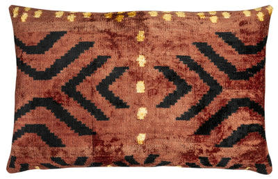 Handmade Velvet Pillow – Terracotta Tribal Pattern, 16x24"