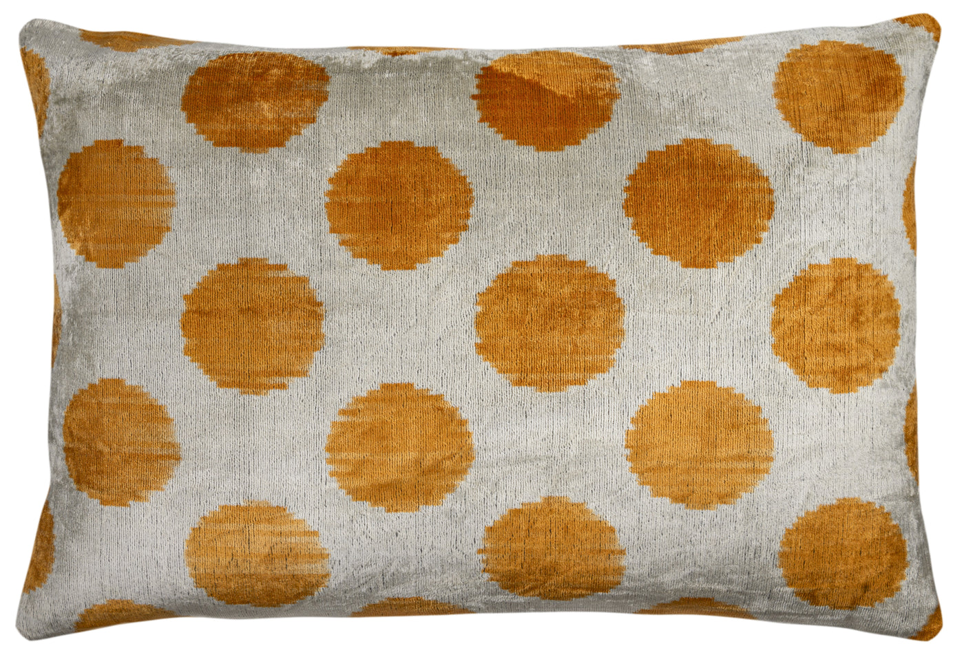 Handmade Velvet Pillow – Gold Mustard Polka Dot Pattern, 16x24"