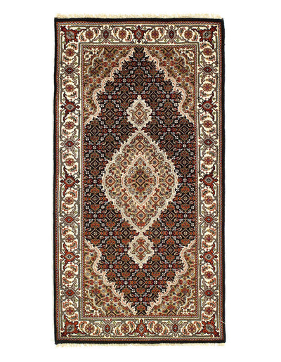 Canvello 2020s Fine Hand Knotted Silk & Wool Tabriz - 2′4″ × 6′5″