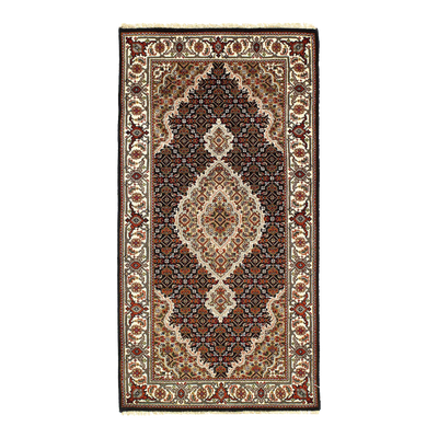 Canvello 2020s Fine Hand Knotted Silk & Wool Tabriz - 2′4″ × 6′5″
