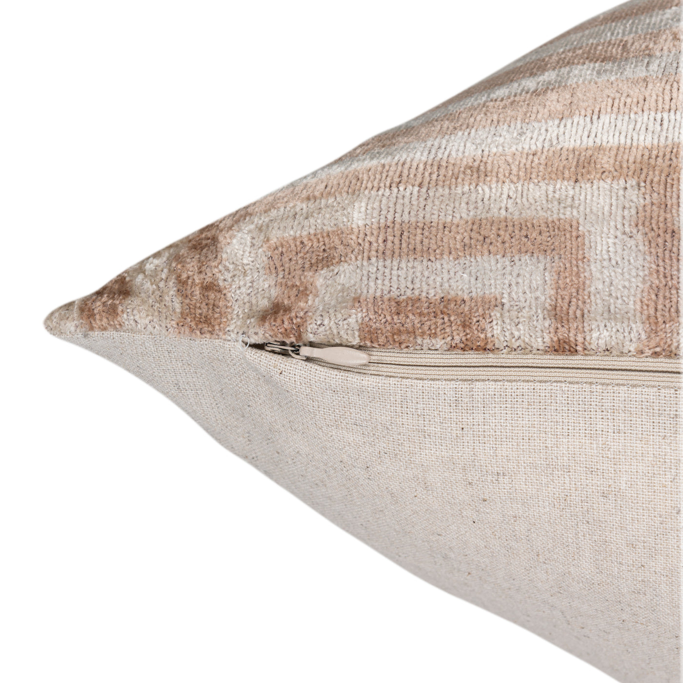 Handmade Velvet Pillow – Beige Labyrinth Pattern, 16x24"