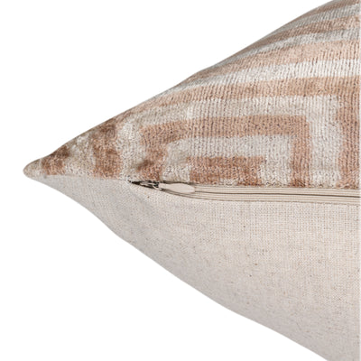 Handmade Velvet Pillow – Beige Labyrinth Pattern, 16x24"