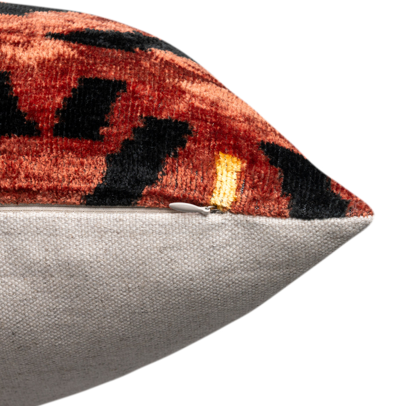 Handmade Velvet Pillow – Terracotta Tribal Pattern, 16x24"