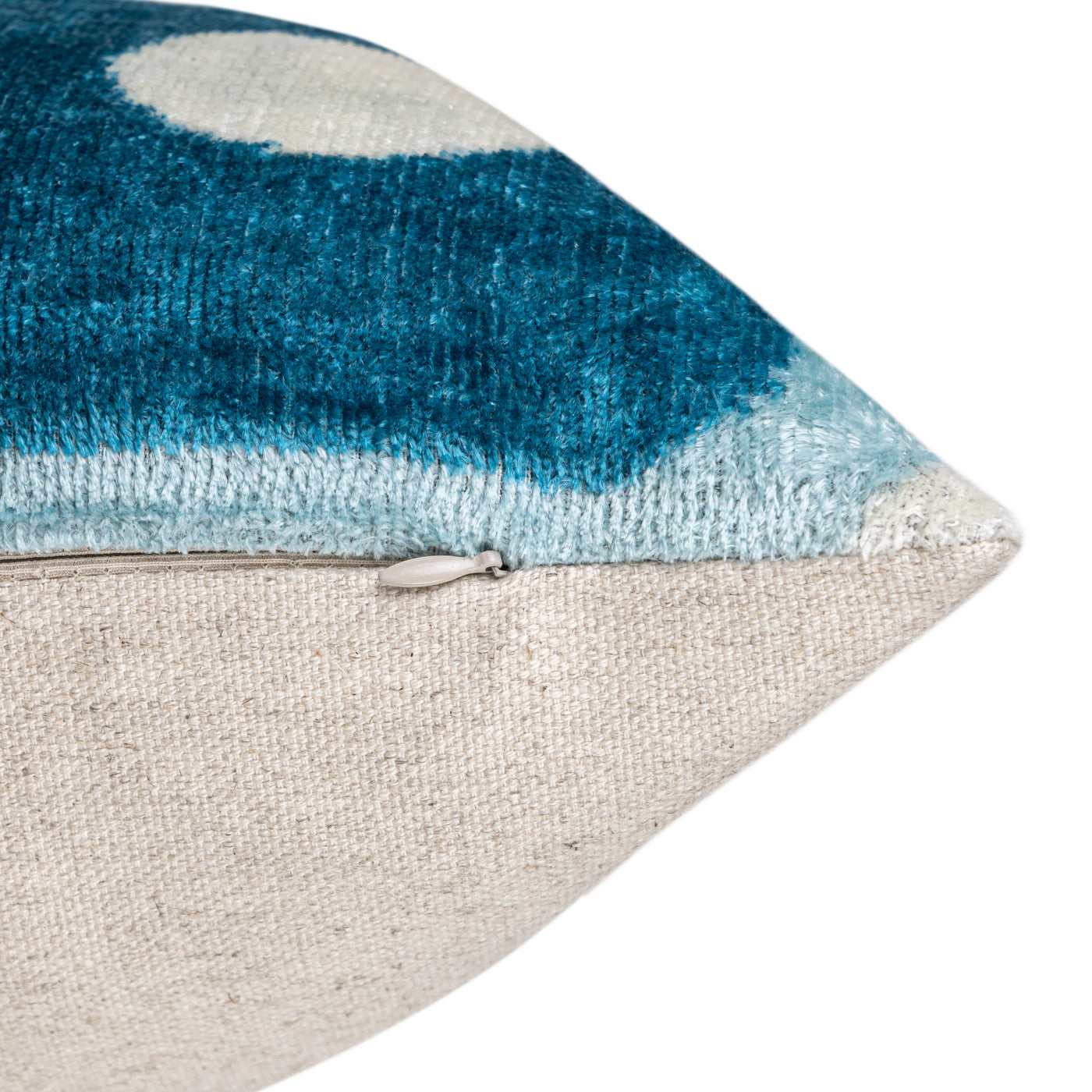 Handmade Velvet Pillow – Blue Retro Grid Pattern, 16x24"