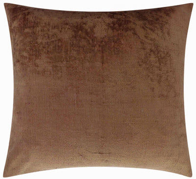 Handmade Solid Brown Silk Velvet Throw Pillow - 20x20, Luxurious Velvet Design with Down Feather Insert