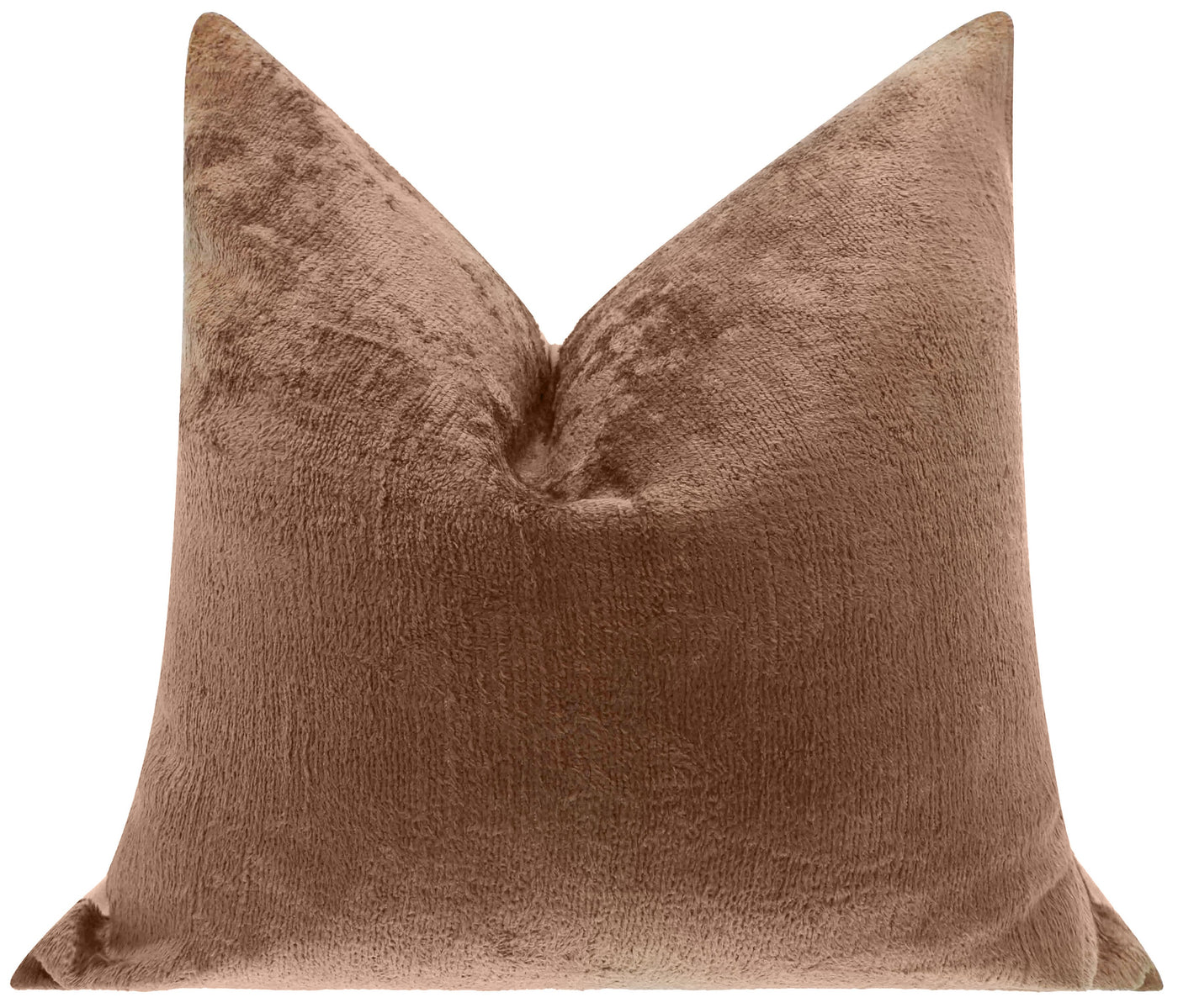 Handmade Solid Brown Silk Velvet Throw Pillow - 20x20, Luxurious Velvet Design with Down Feather Insert