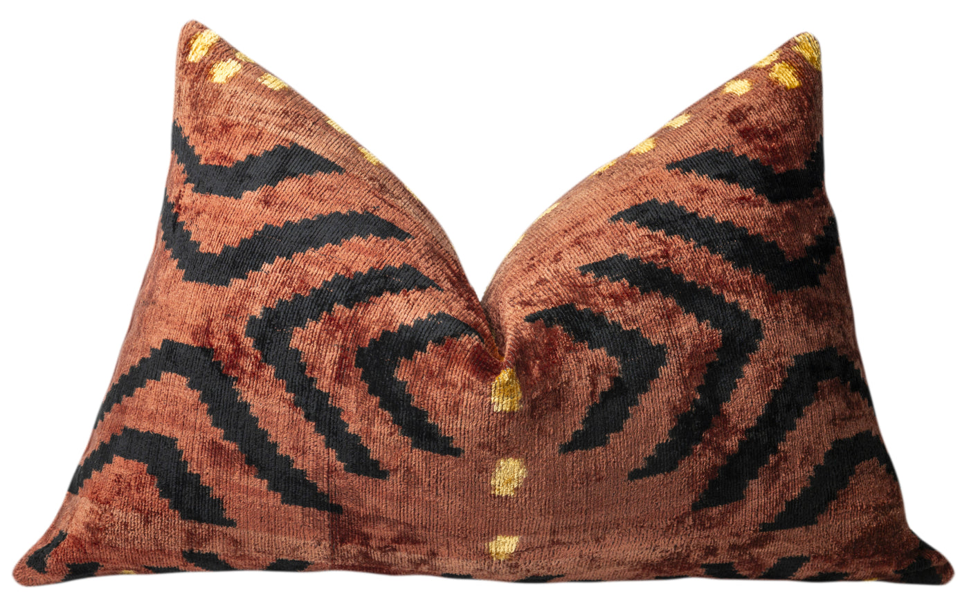 Handmade Velvet Pillow – Terracotta Tribal Pattern, 16x24"