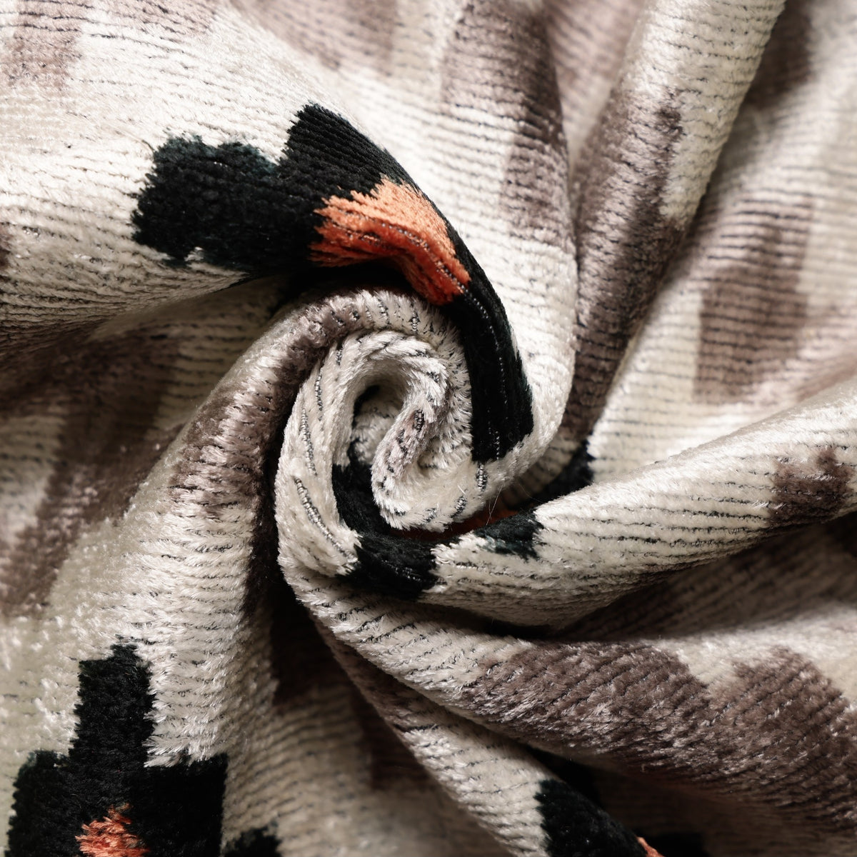 Luxury Neutral Ikat Velvet Throw Pillow 20x20 | Handmade Designer Silk Velvet Cushion