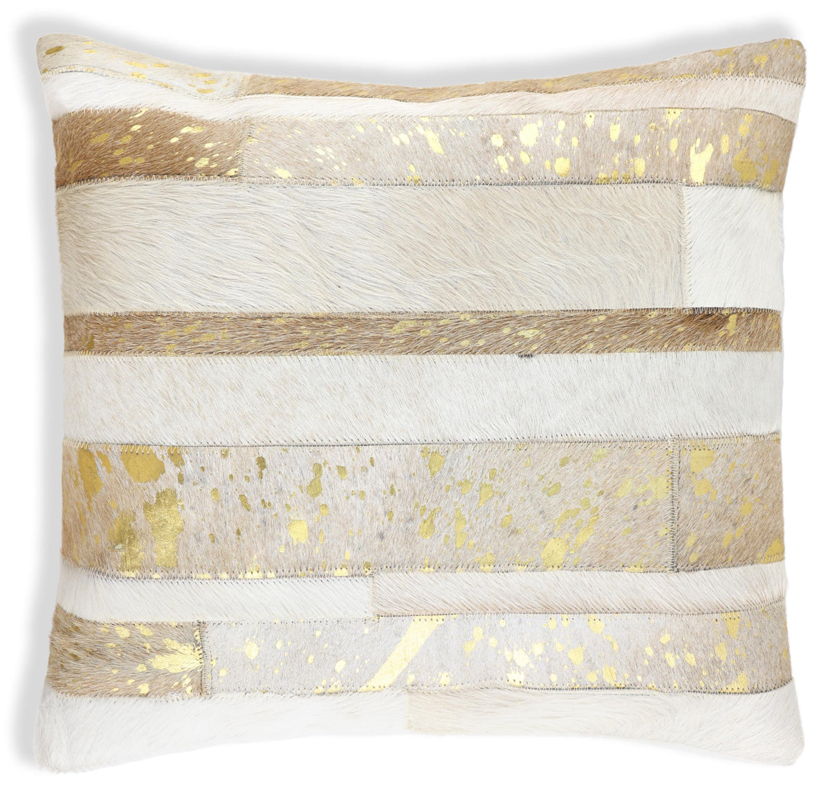 Luxury Gold Metallic Genuine Hair-On Cowhide Pillow 18x18 | Handmade