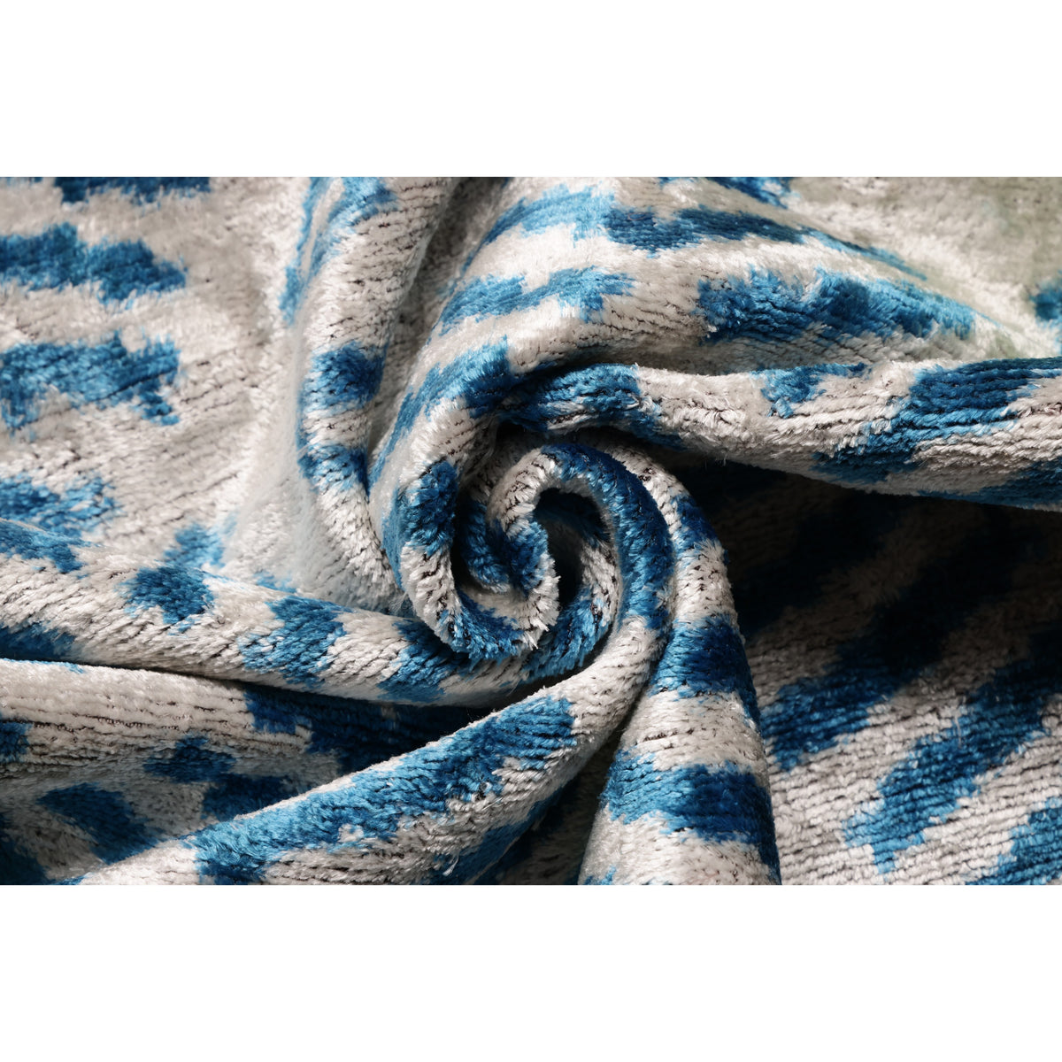 Handmade Blue Ikat Silk Velvet Pillow 20x20 | Designer Accent Cushion