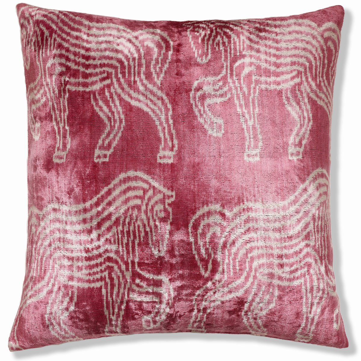 Pink Zebra Silk Velvet Pillow 20x20 | Handmade Designer Accent Cushion