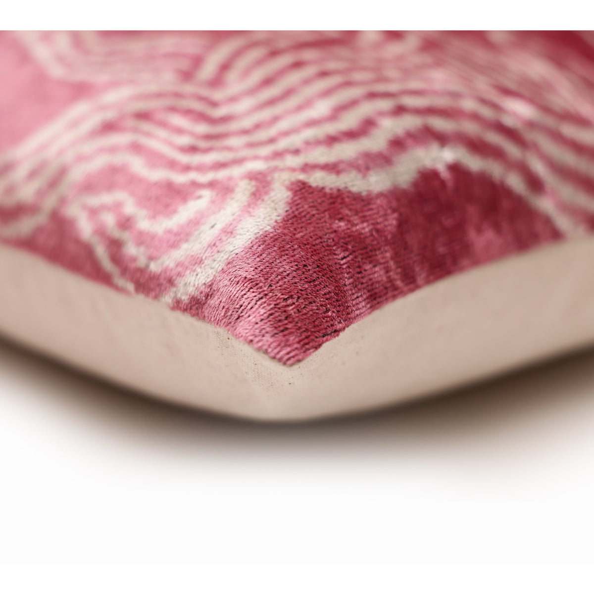 Pink Zebra Silk Velvet Pillow 20x20 | Handmade Designer Accent Cushion