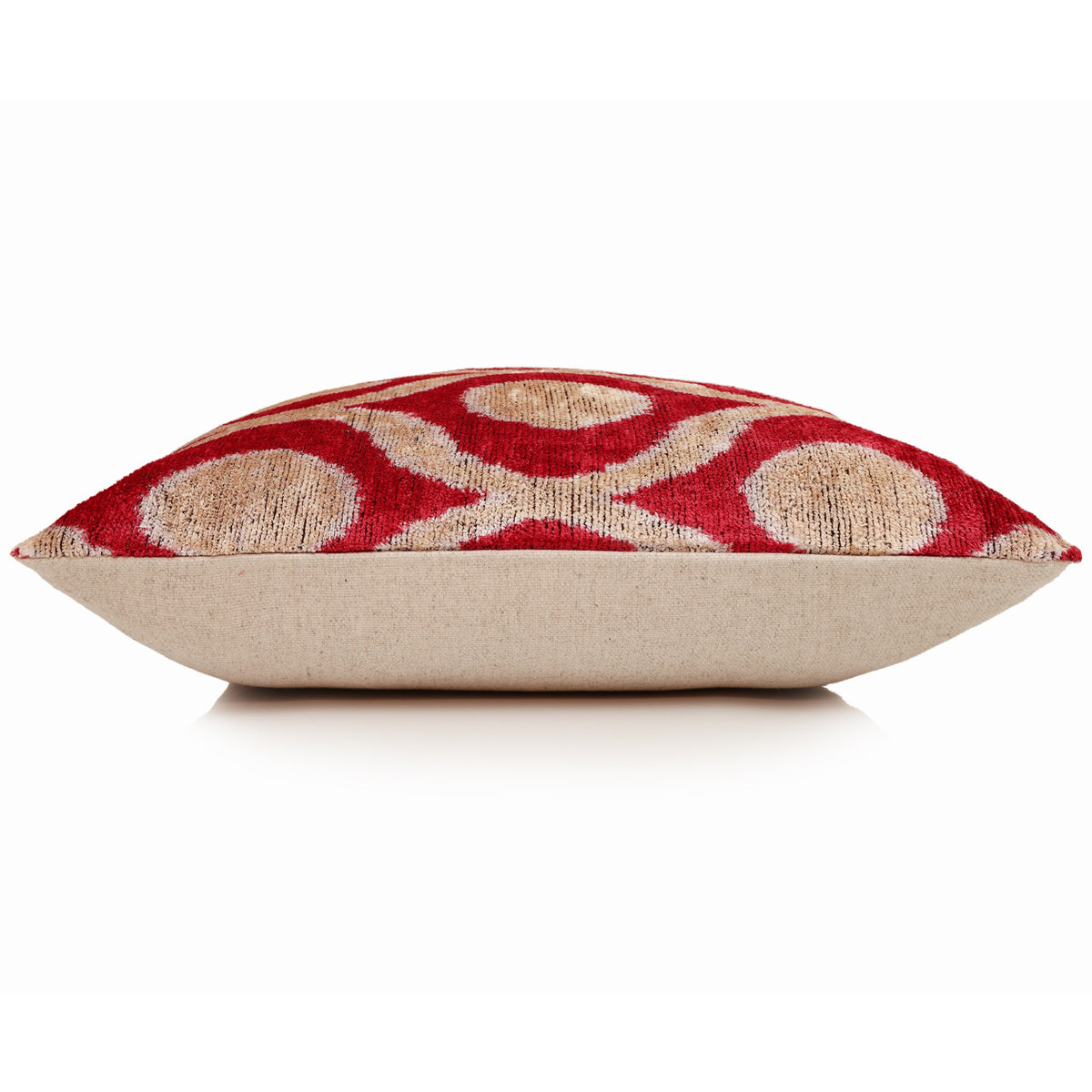 Red Geometric Silk Velvet Pillow 20x20 | Handmade Designer Accent Cushion