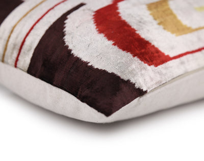 Retro Circle Silk Velvet Pillow 16x24 – Gold, Red & Maroon Luxe