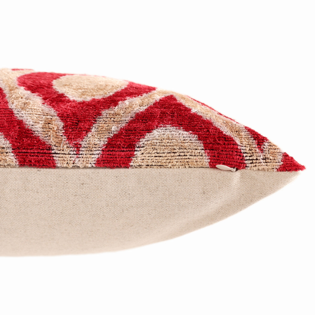 Red Geometric Silk Velvet Pillow 20x20 | Handmade Designer Accent Cushion