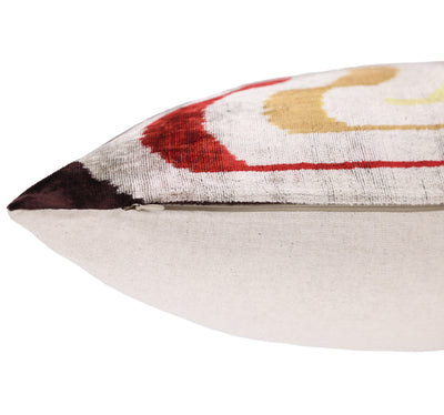 Retro Circle Silk Velvet Pillow 16x24 – Gold, Red & Maroon Luxe