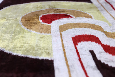 Retro Circle Silk Velvet Pillow 16x24 – Gold, Red & Maroon Luxe